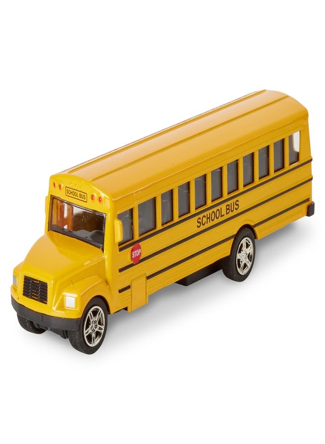 Playbees Long-Nose School Bus Die Cast Metal Model Toy Car 6 Inches with Pullback Action Durable Pull Back Car Door Opening & Closing Realistic School Bus - Great for Gifts, Birthdays, Boys & Girls - Image 1